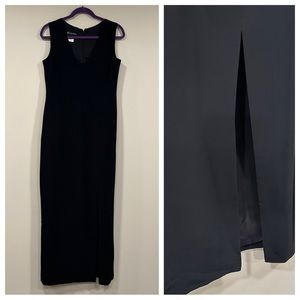 SUNNY CHOI Sleeveless Long Black Front Slit Sheath Dress Size 8